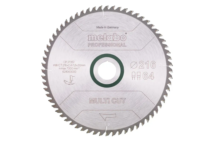 Пиляльний диск Metabo по мультиматеріалам 216x30x2.4, 64 зуба 628063000 фото