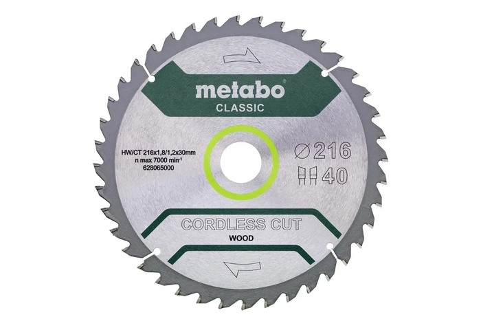 Пиляльний диск Metabo по дереву 216x30x1.8, 40 зубів 628065000 фото