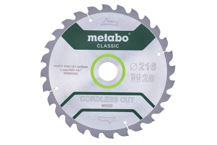 Пиляльний диск Metabo CLASSIC по дереву 216x30x1.8, 28 зубів 628665000 фото