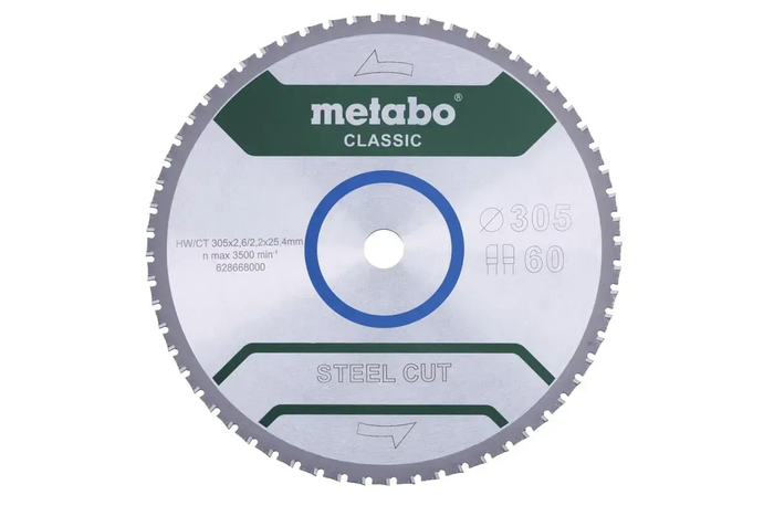 Пиляльний диск Metabo CLASSIC по сталі 305x25.4x2.6, 60 зубів 628668000 фото