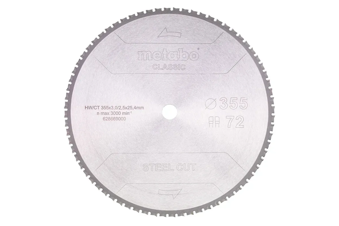 Пильный диск Metabo CLASSIC по стали 355x25.4x3, 72 зуба 628669000 фото