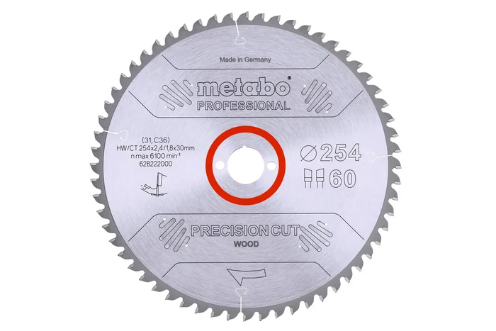 Пиляльний диск Metabo по дереву 254x30x2.4, 60 зубів 628222000 фото