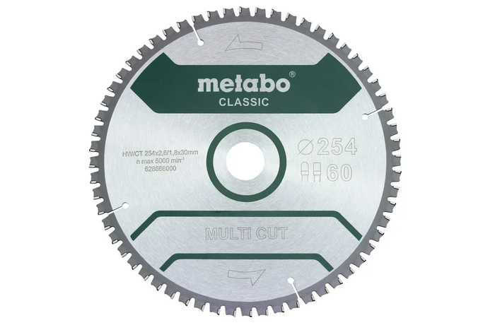 Пиляльний диск Metabo CLASSIC по мультиматеріалам 254х30х2.6, 60 зубів 628285000 фото