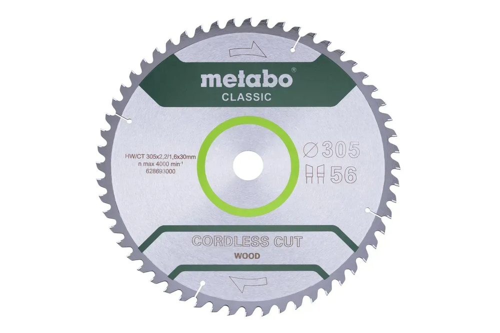 Пильный диск Metabo по дереву Cordless cut Сlassic 305x30x2.2, 56 зубов, блистер 628694000 фото