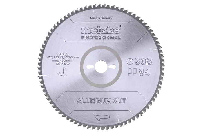 Пильный диск Metabo PROFESSIONAL по алюминию 305x30x2.6, 84 зуба 628448000 фото