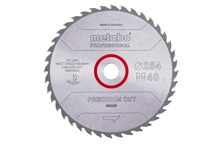 Пиляльний диск Metabo по дереву 254x30x2.4, 40 зубів 628059000 фото