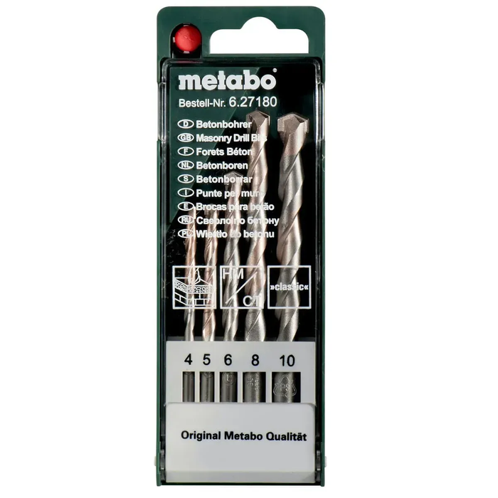Набір свердел по бетону Metabo classic 5 штук 627180000 фото